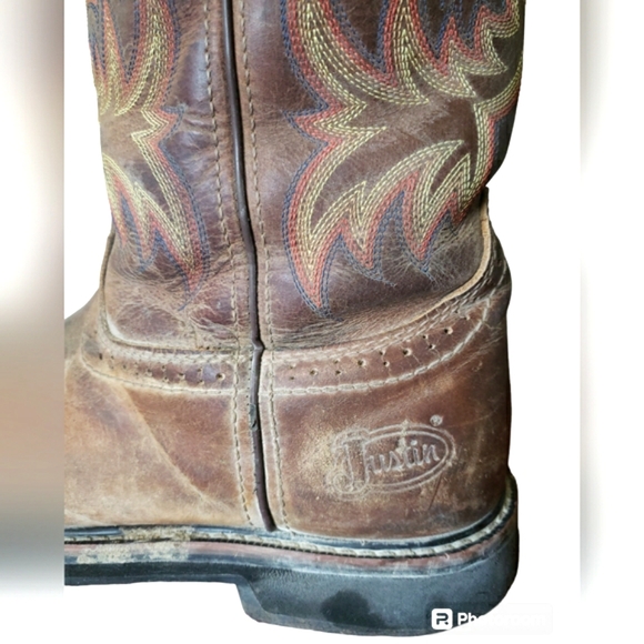 Justin Original Work Men Stampede Rugged Cowhide Work Square Toe SE4681/ 10.5 EE - Picture 3 of 17